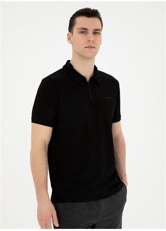 Pierre Cardin Jakarlı Siyah Erkek Polo T-Shirt KORE_2