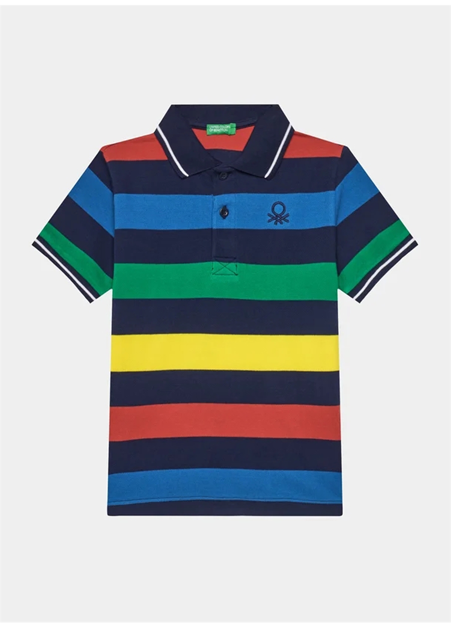 Benetton Siyah - Çok Renkli Erkek Çocuk Polo T-Shirt 3EJDC301B
