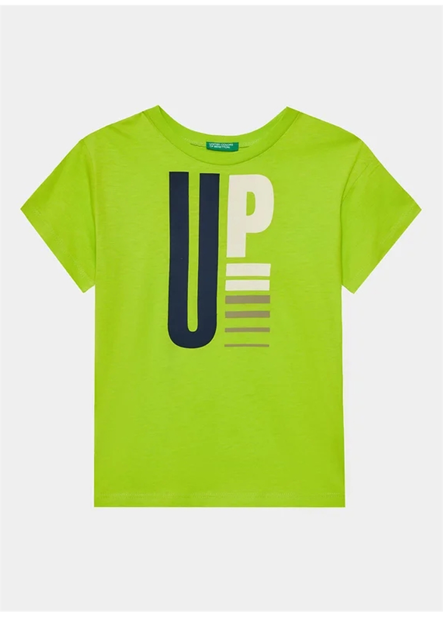 Benetton Neon Yeşil Erkek T-Shirt 3I1XC10HE