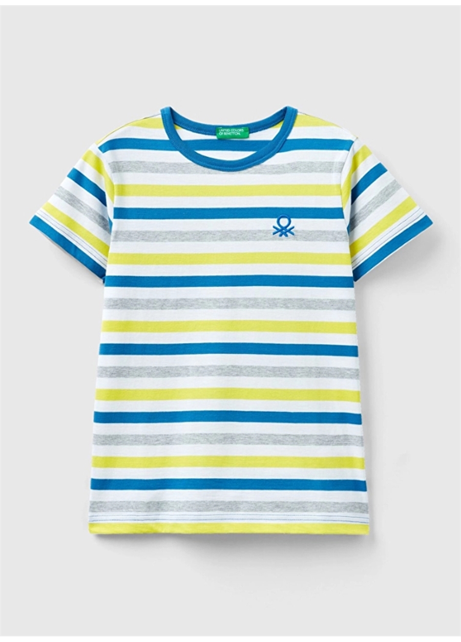 Benetton Mavi - Beyaz Erkek Çocuk T-Shirt 3EJGC10H4