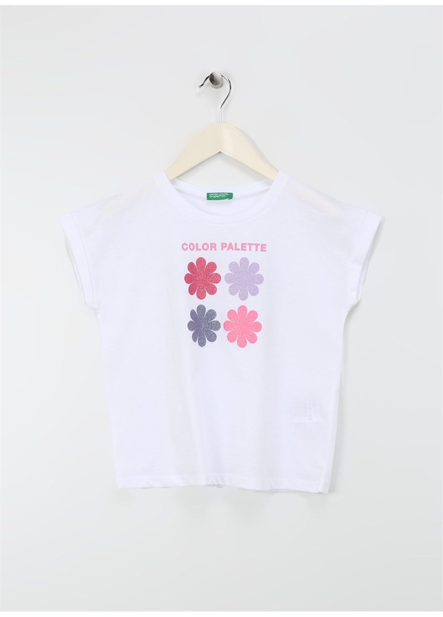 Benetton Beyaz Kız Çocuk T-Shirt 3I1XC10I6