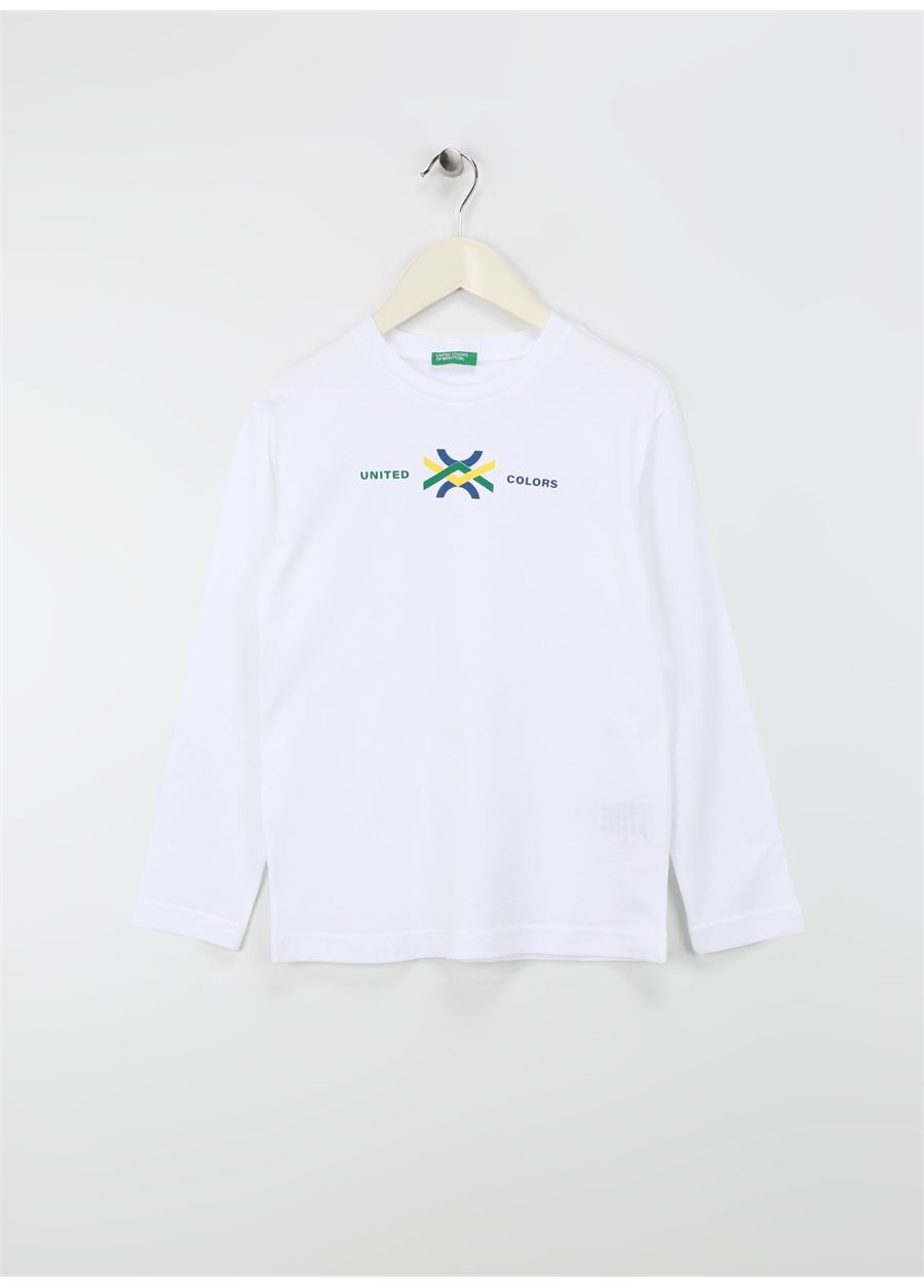 Benetton Beyaz Erkek T-Shirt 3I1XC10H5