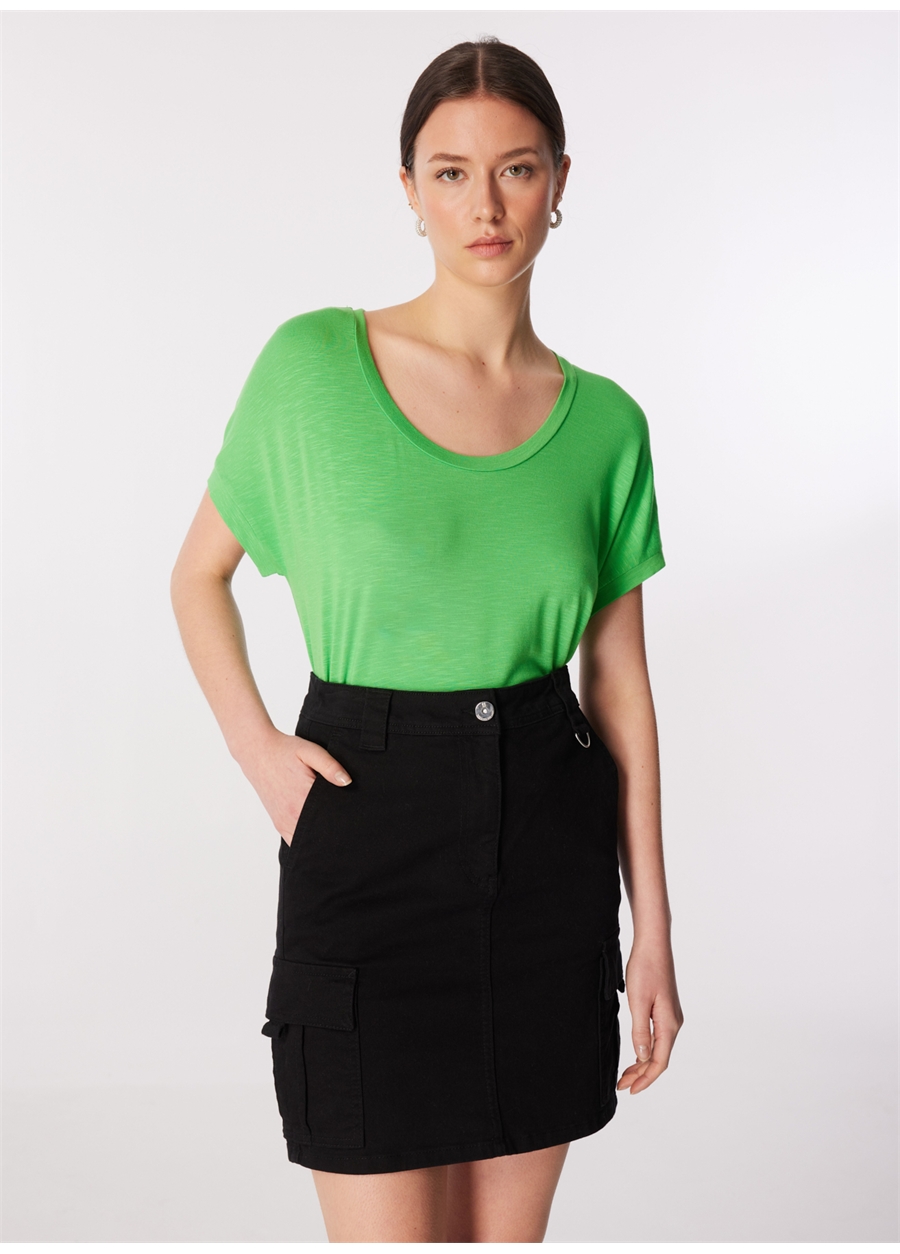 Faik Sönmez Yuvarlak Yaka Açık Yeşil Kadın T-Shirt U68016
