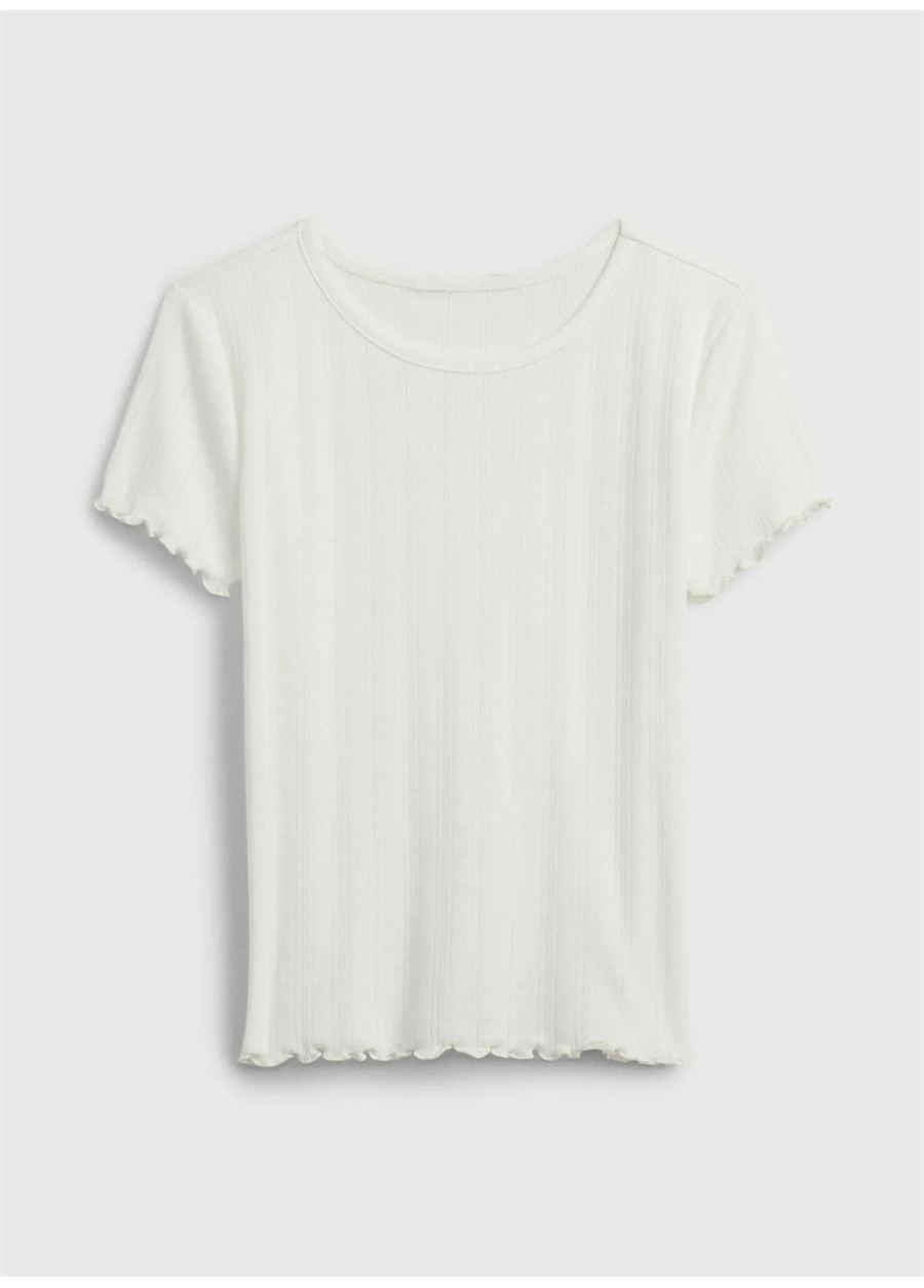 Gap Düz Kırık Beyaz Kız Çocuk T-Shirt 870417