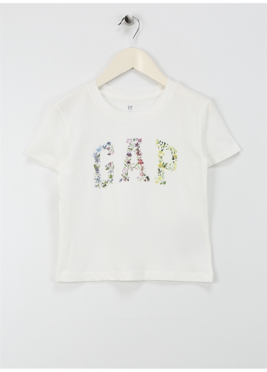 Gap Desenli Beyaz Kız Çocuk T-Shirt 888862