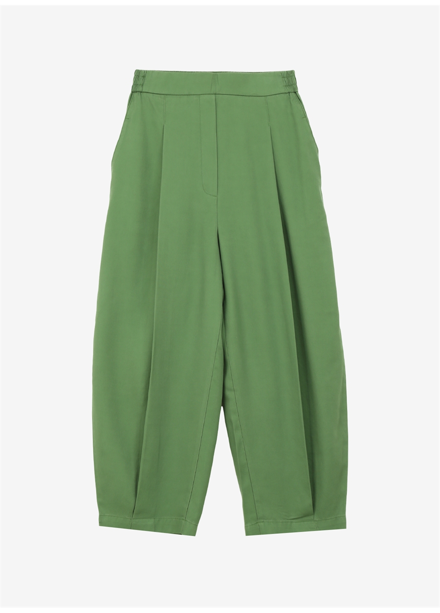 Benetton Yüksek Bel Geniş Fit Açık Yeşil Kadın Pantolon 4T9155AA4