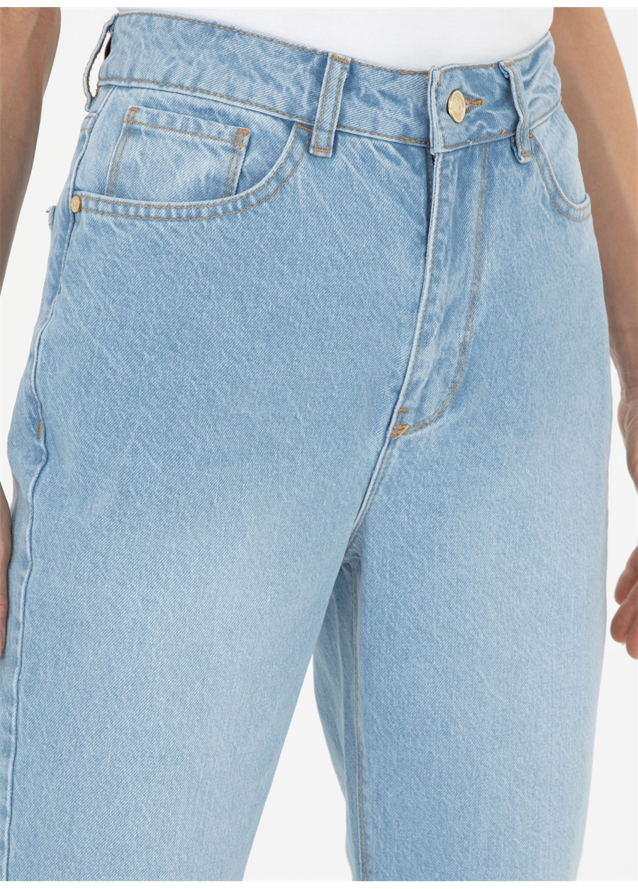 Pierre Cardin Normal Bel Boru Paça Straight Açık Mavi Kadın Denim Pantolon NATRE-BLUE_4