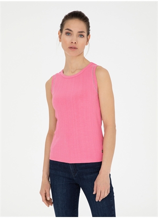 Pierre Cardin Bisiklet Yaka Pembe Kadın T-Shirt LAFES_0