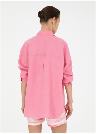 Pierre Cardin Oversized Gömlek Yaka Pembe Kadın Gömlek KETO_4