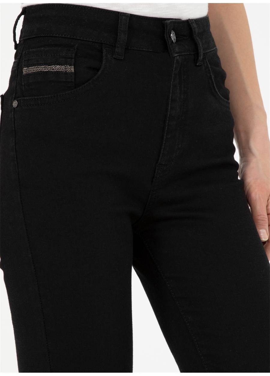 Pierre Cardin Yüksek Bel Dar Paça Skinny Fit Siyah Kadın Denim Pantolon YUNA-BLACK_4