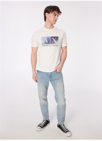 Armani Exchange Bisiklet Yaka Baskılı Kırık Beyaz Erkek T-Shirt 3DZTJB ZJBYZ 1116_1