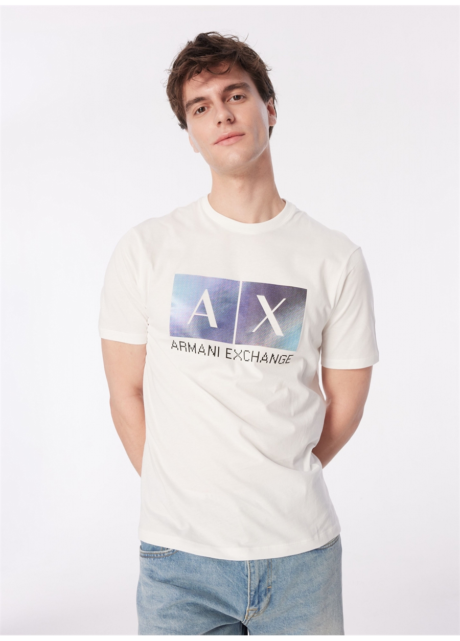 Armani Exchange Bisiklet Yaka Baskılı Kırık Beyaz Erkek T-Shirt 3DZTJB ZJBYZ 1116_2