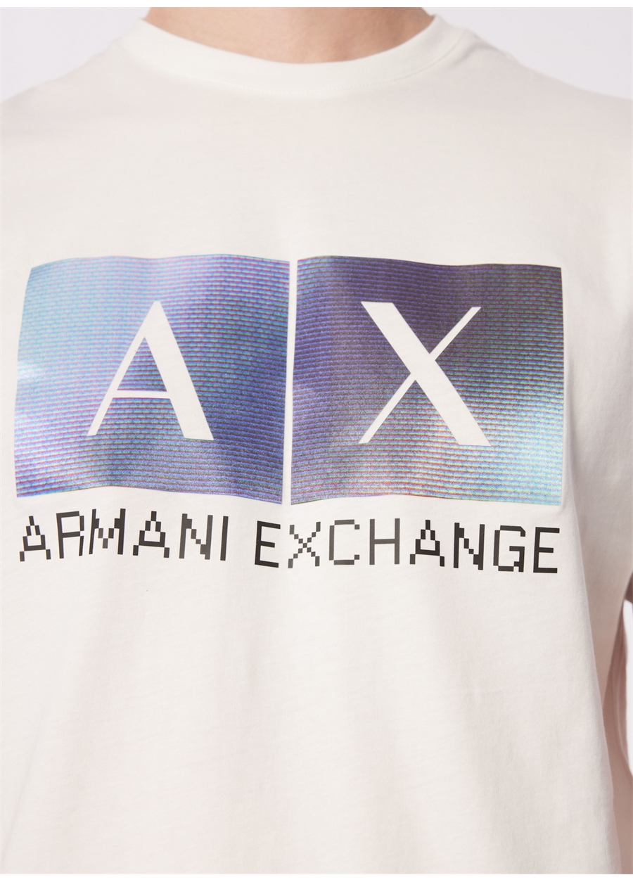 Armani Exchange Bisiklet Yaka Baskılı Kırık Beyaz Erkek T-Shirt 3DZTJB ZJBYZ 1116_3