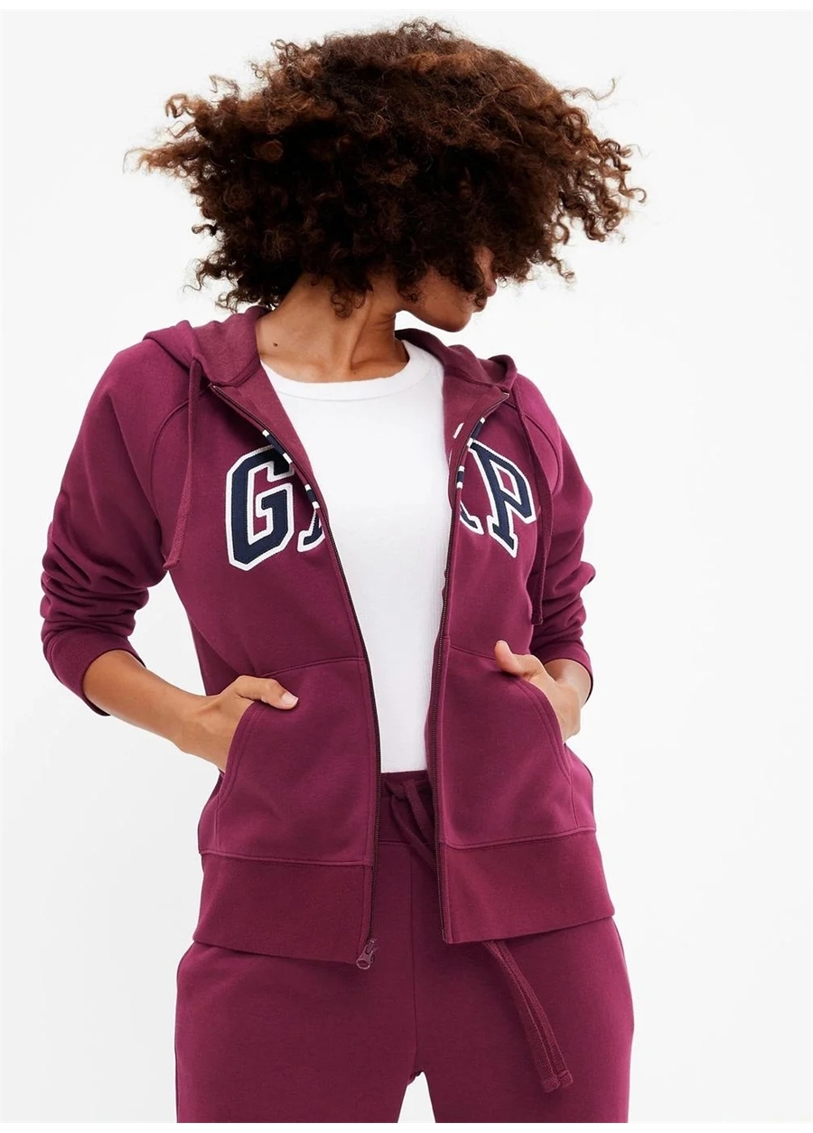 Gap Kapüşon Yaka Düz Bordo Kadın Sweatshırt 463503