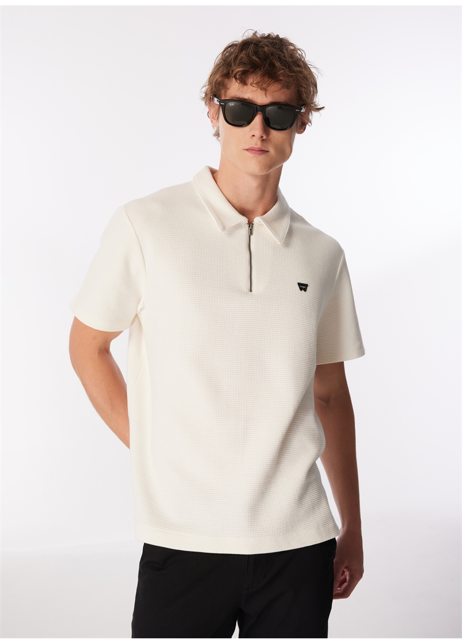 Wrangler Kırık Beyaz Erkek Polo T-Shirt W7NQ2052861Y Fermuarlı Polo T-Shirt