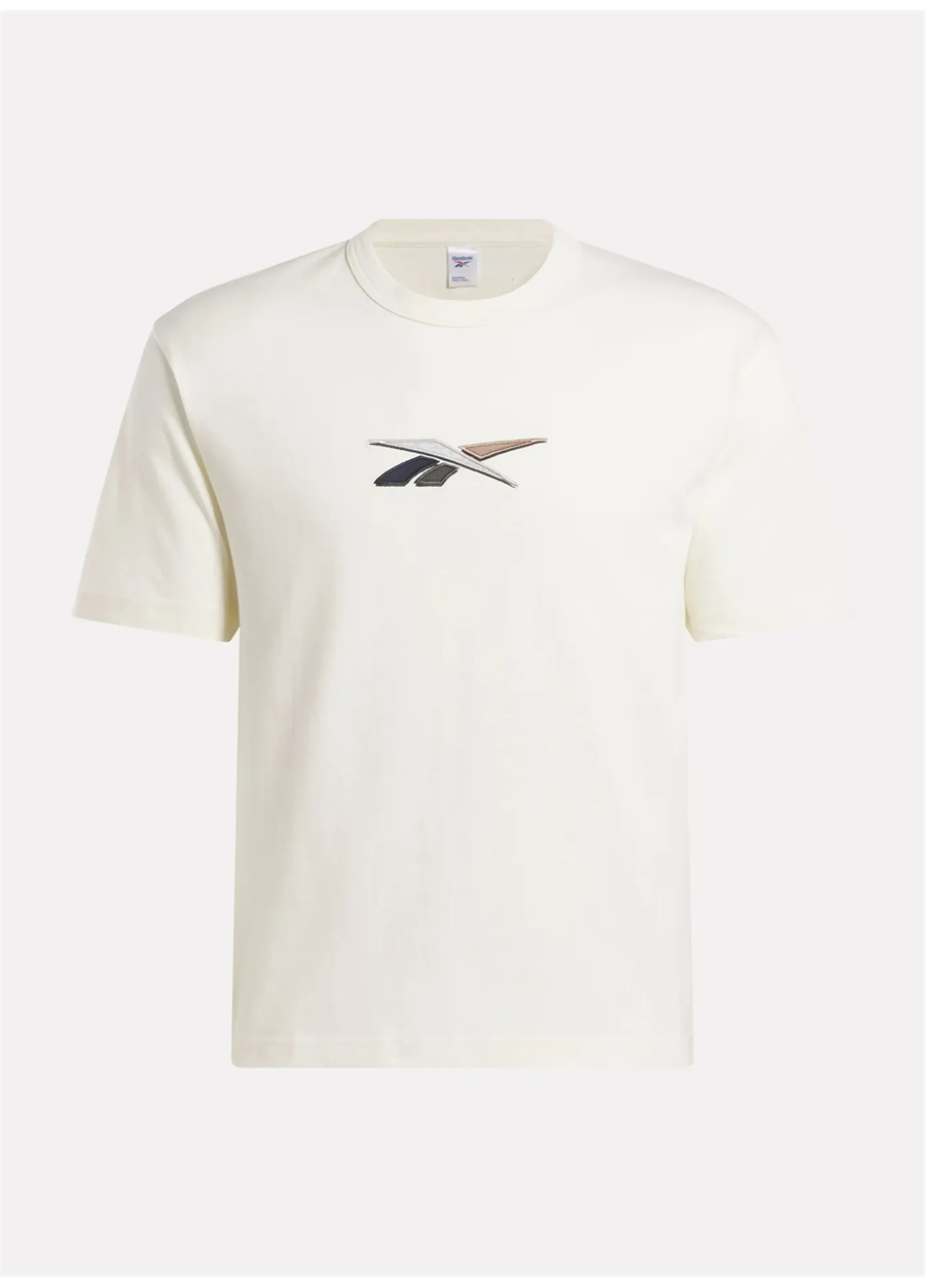 Reebok 100075550 CL NO DYE UNIFORM TEE Kırık Beyaz Erkek Yuvarlak Yaka Normal Kalıp T-Shirt_3