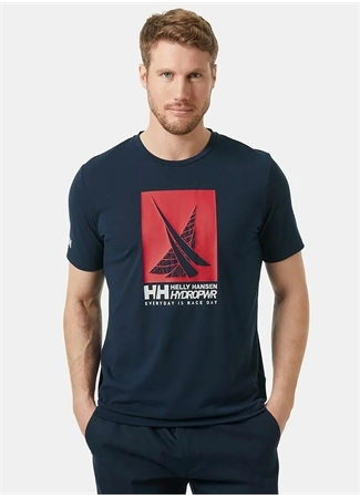 Helly Hansen Lacivert Erkek Bisiklet Yaka Baskılı T-Shirt HHA.34419_HP RACE GRAPHIC_0