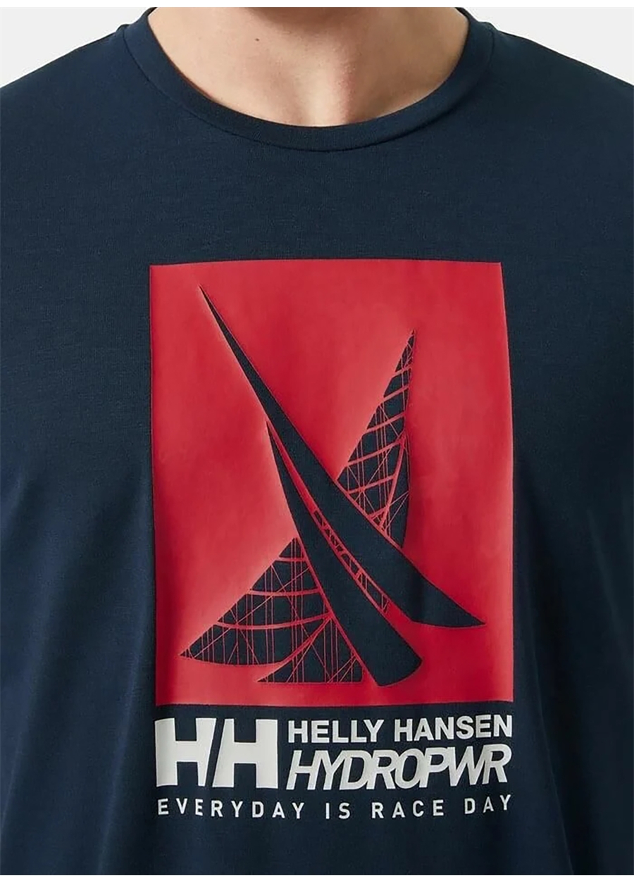 Helly Hansen Lacivert Erkek Bisiklet Yaka Baskılı T-Shirt HHA.34419_HP RACE GRAPHIC_2