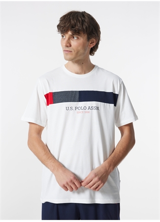 U.S. Polo Assn. Beyaz Erkek Pijama Takımı Tshirt Sort Takim_1