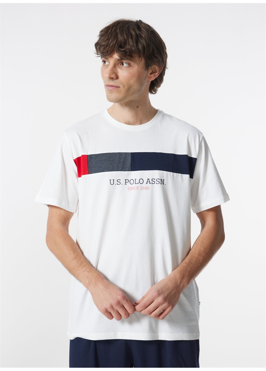 U.S. Polo Assn. Beyaz Erkek Pijama Takımı Tshirt Sort Takim_1