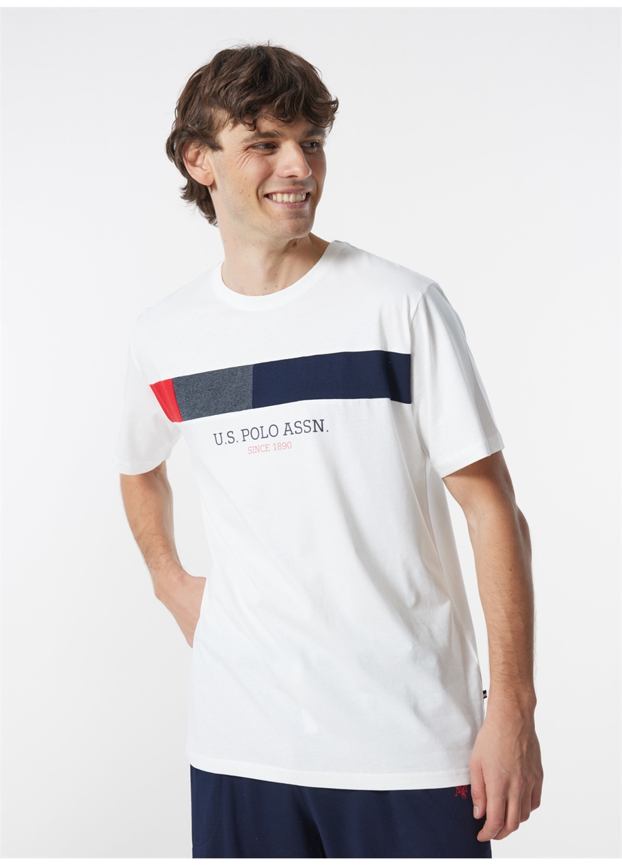 U.S. Polo Assn. Beyaz Erkek Pijama Takımı Tshirt Sort Takim_2