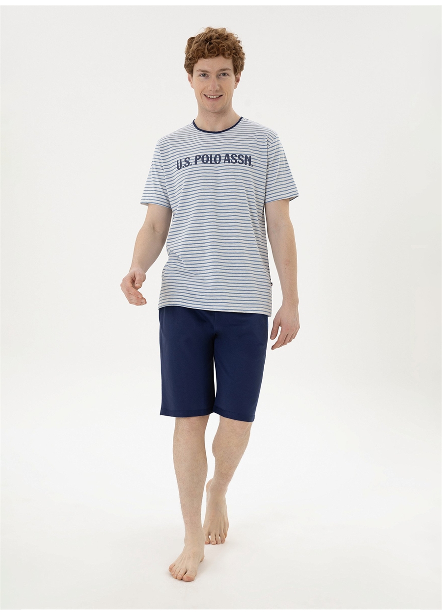 U.S. Polo Assn. Gri Melanj Erkek Pijama Takımı Tshirt Sort Takim_0