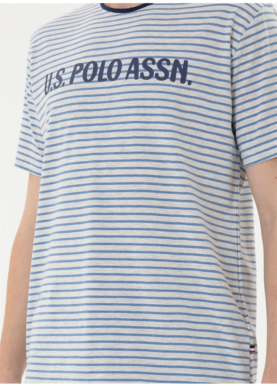 U.S. Polo Assn. Gri Melanj Erkek Pijama Takımı Tshirt Sort Takim_4