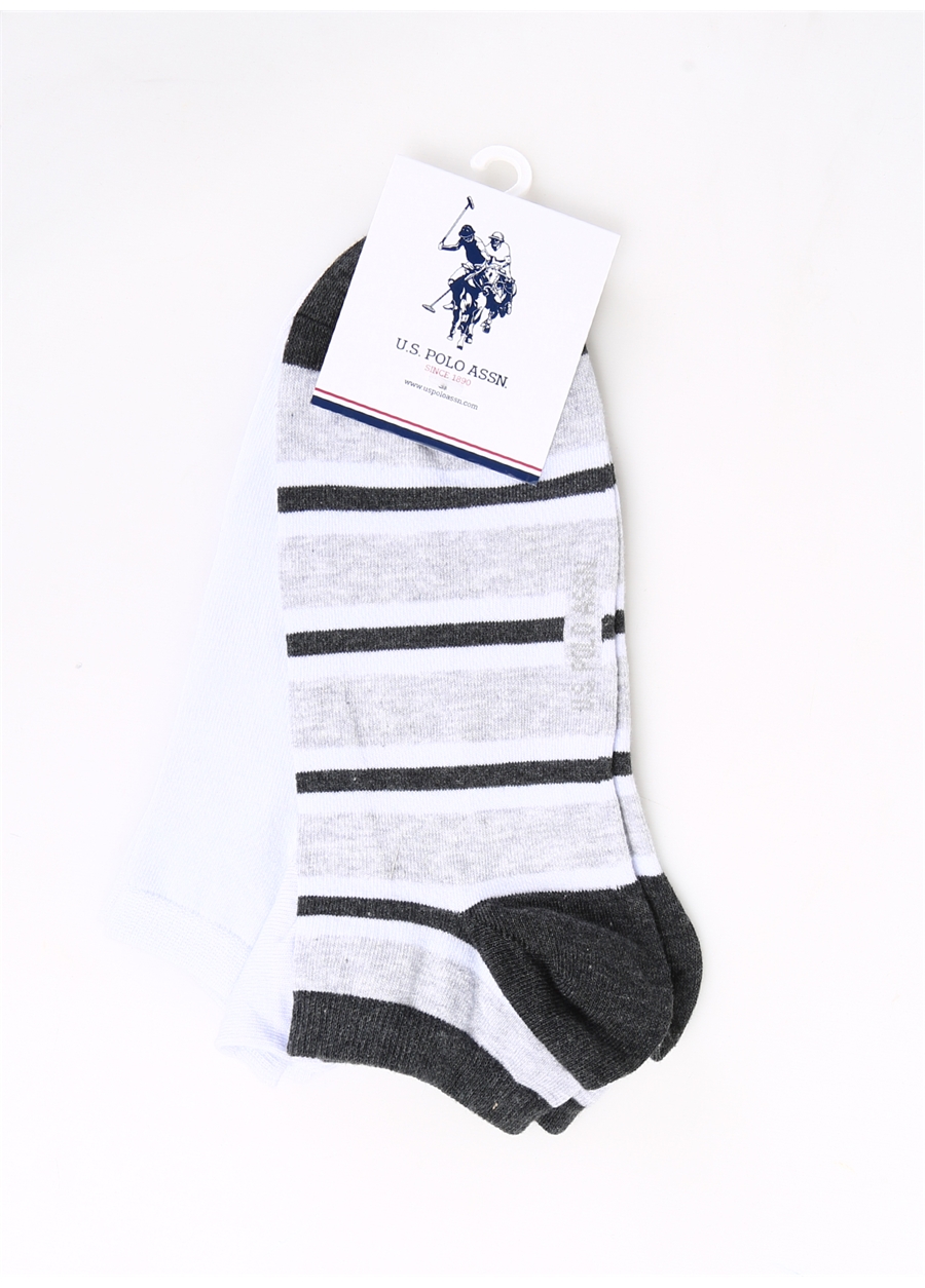 U.S. Polo Assn. Gri Melanj Erkek Çorap 2'LI PAKET