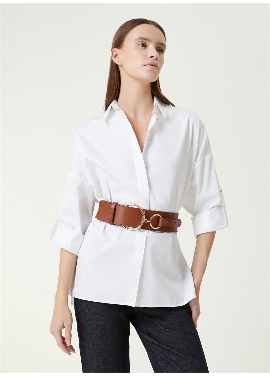Network Regular Fit Gömlek Yaka Beyaz Kadın Gömlek 1091688