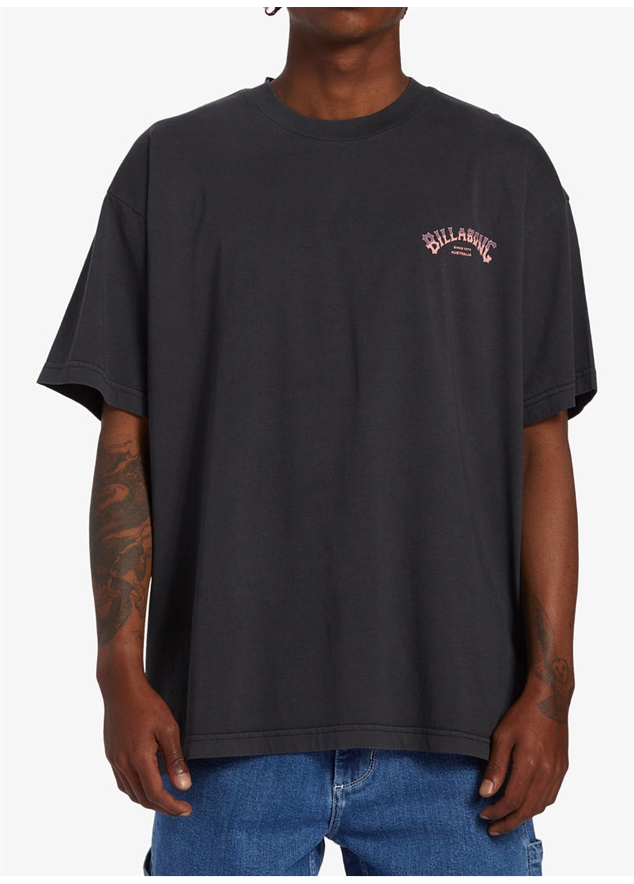 Billabong Siyah Erkek Bisiklet Yaka Oversized Desenli T-Shirt ABYZT02276_COLLISION TEES_0