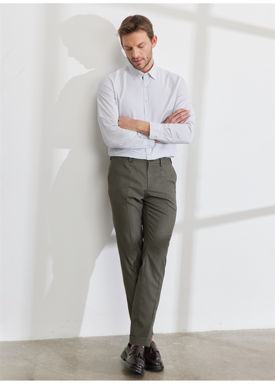Altınyıldız Classics Normal Bel Dar Paça Slim Fit Yeşil Erkek Pantolon 4A0123200049