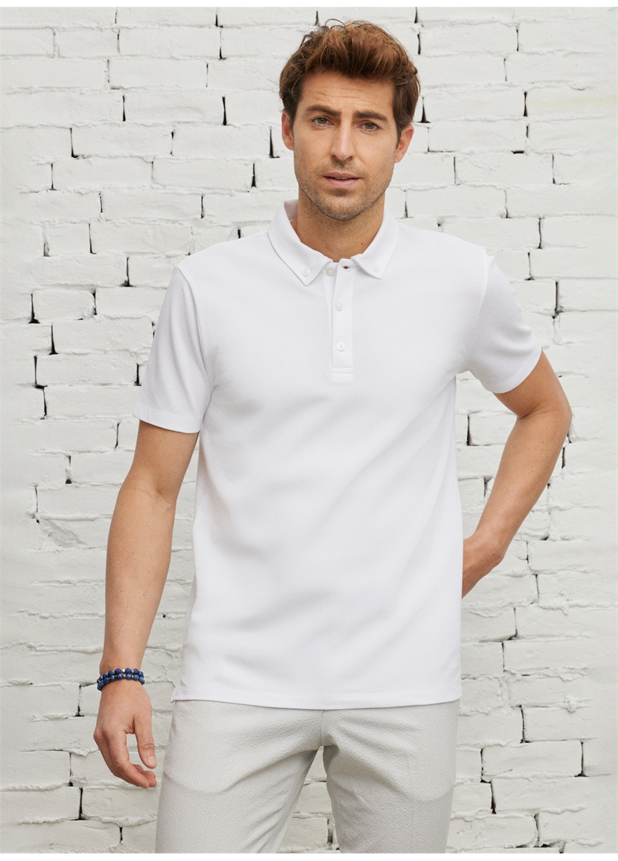 Altınyıldız Classics Beyaz Erkek Polo T-Shirt 4A4823200076