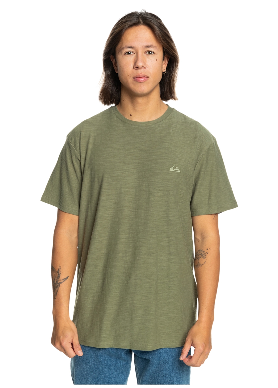 Quiksilver Yeşil Erkek O Yaka Standart Fit Baskılı T-Shirt EQYKT04337_SLUB ROUNDNECK
