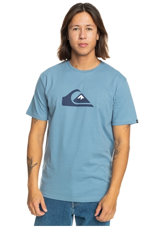 Quiksilver Mavi Erkek O Yaka Standart Fit Baskılı T-Shirt EQYZT07658_COMP LOGO SS