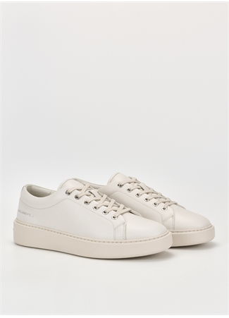 KARL LAGERFELD Beyaz Erkek Deri Sneaker FLINT Lace Lo Lthr_1