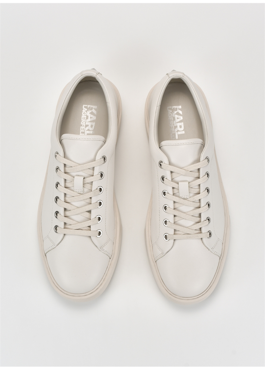 KARL LAGERFELD Beyaz Erkek Deri Sneaker FLINT Lace Lo Lthr_2