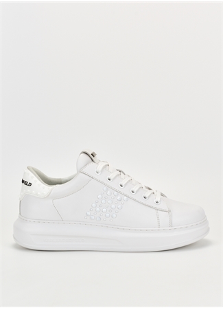 KARL LAGERFELD Beyaz Erkek Deri Sneaker KAPRI MENS Stud Kounter Lo Lace