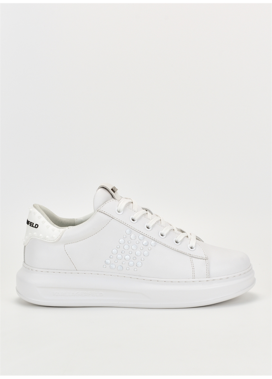 KARL LAGERFELD Beyaz Erkek Deri Sneaker KAPRI MENS Stud Kounter Lo Lace_0