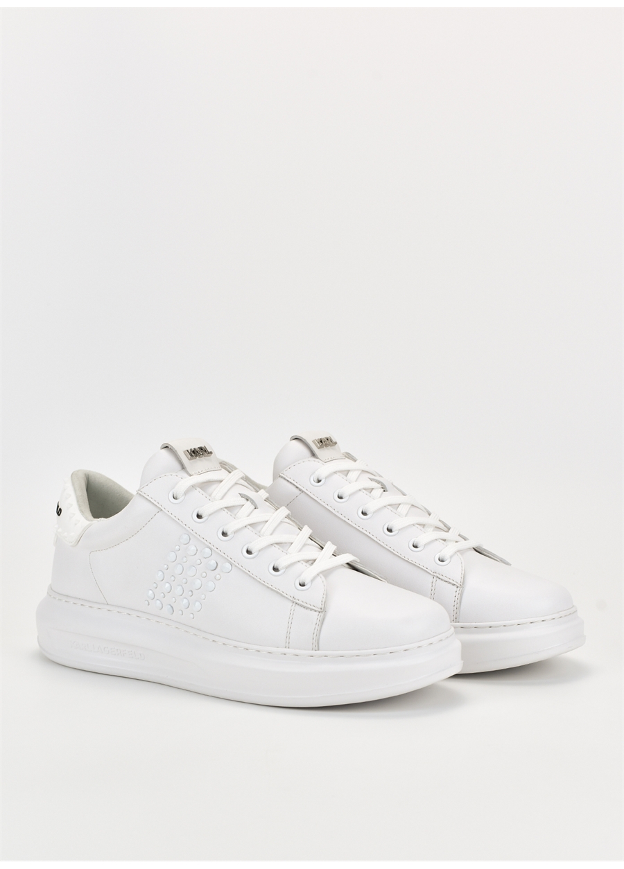 KARL LAGERFELD Beyaz Erkek Deri Sneaker KAPRI MENS Stud Kounter Lo Lace_1