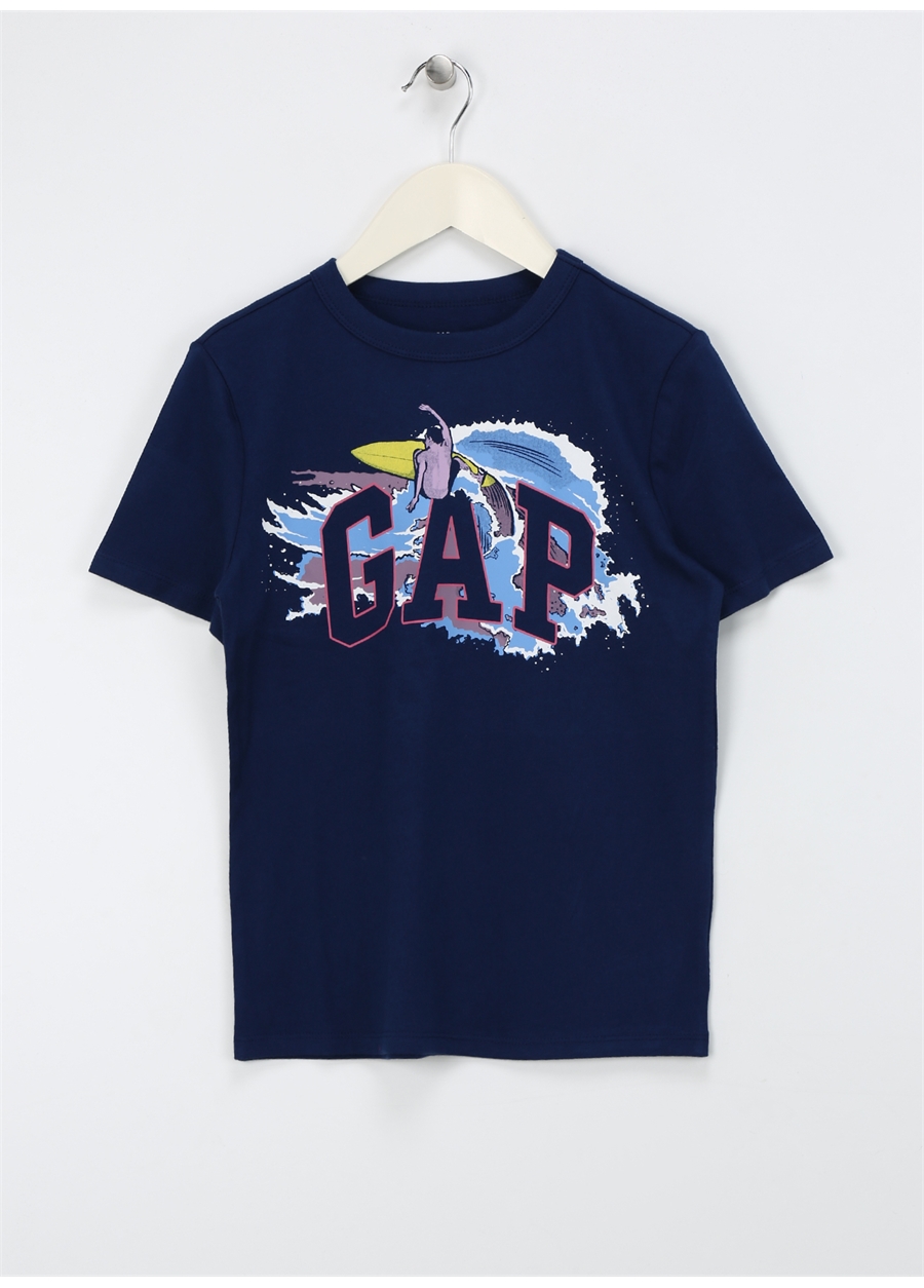 Gap Baskılı Mavi Erkek T-Shirt 876904002