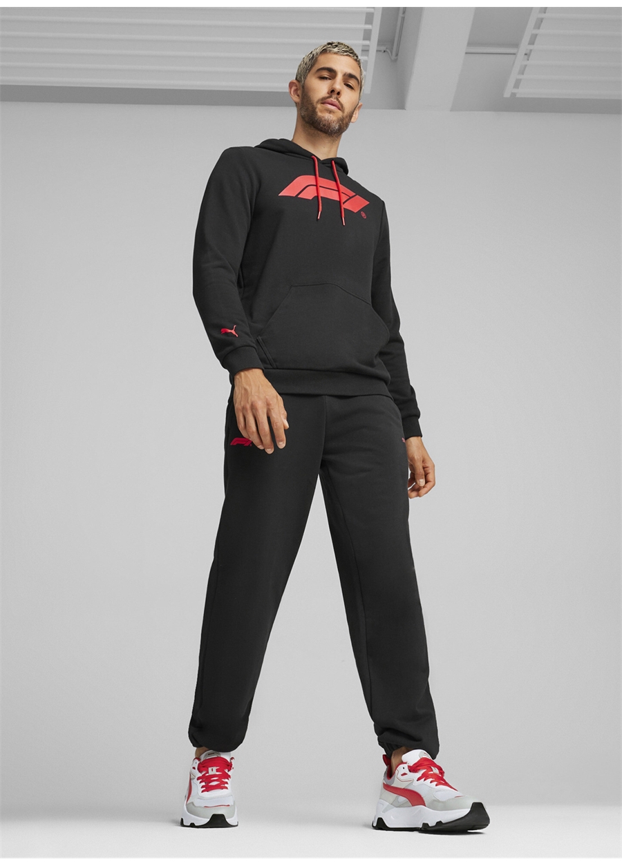Puma 62585301 F1 ESS Logo Hoodie Siyah Erkek Kapüşon Yaka Regular Fit Sweatshirt