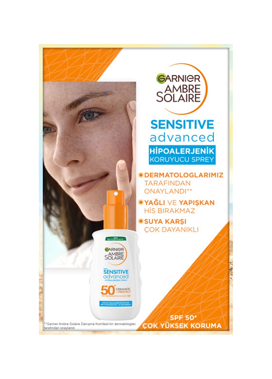 Garnier Ambre Solaire Sensitive Advanced Hipoalerjenik Güneş Koruyucu Sprey SPF50+ 150ML_2