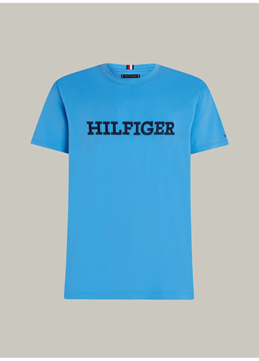 Tommy Hilfiger Bisiklet Yaka Mavi Erkek T-Shirt MW0MW32619C30_0