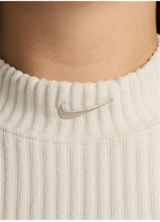 Nike Beyaz Kadın Yuvarlak Yaka Normal Kalıp Atlet FN3677-104 W NSW NK CHLL KNT RIB CR_3