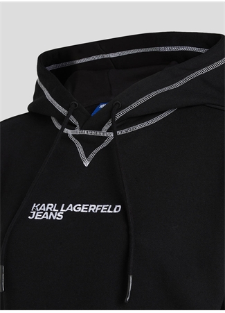 Karl Lagerfeld Jeans Kapüşon Yaka Baskılı Siyah Kadın Sweatshırt 240J1801_2