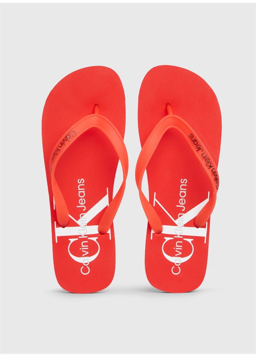 Calvin Klein Beyaz - Turuncu Erkek Plaj Terliği BEACH MONOGRAM TPU_4