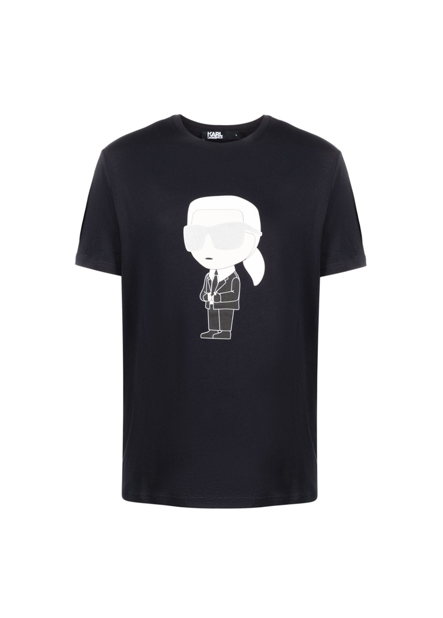 KARL LAGERFELD Bisiklet Yaka Lacivert Erkek T-Shirt 755071500251_4