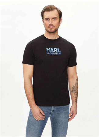 KARL LAGERFELD Bisiklet Yaka Siyah Erkek T-Shirt 755063542241