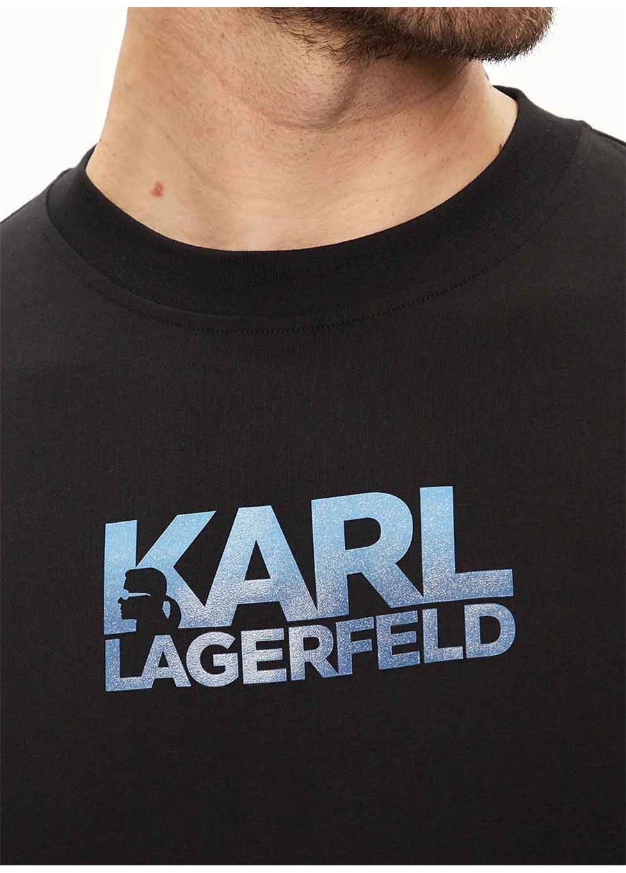 KARL LAGERFELD Bisiklet Yaka Siyah Erkek T-Shirt 755063542241_1