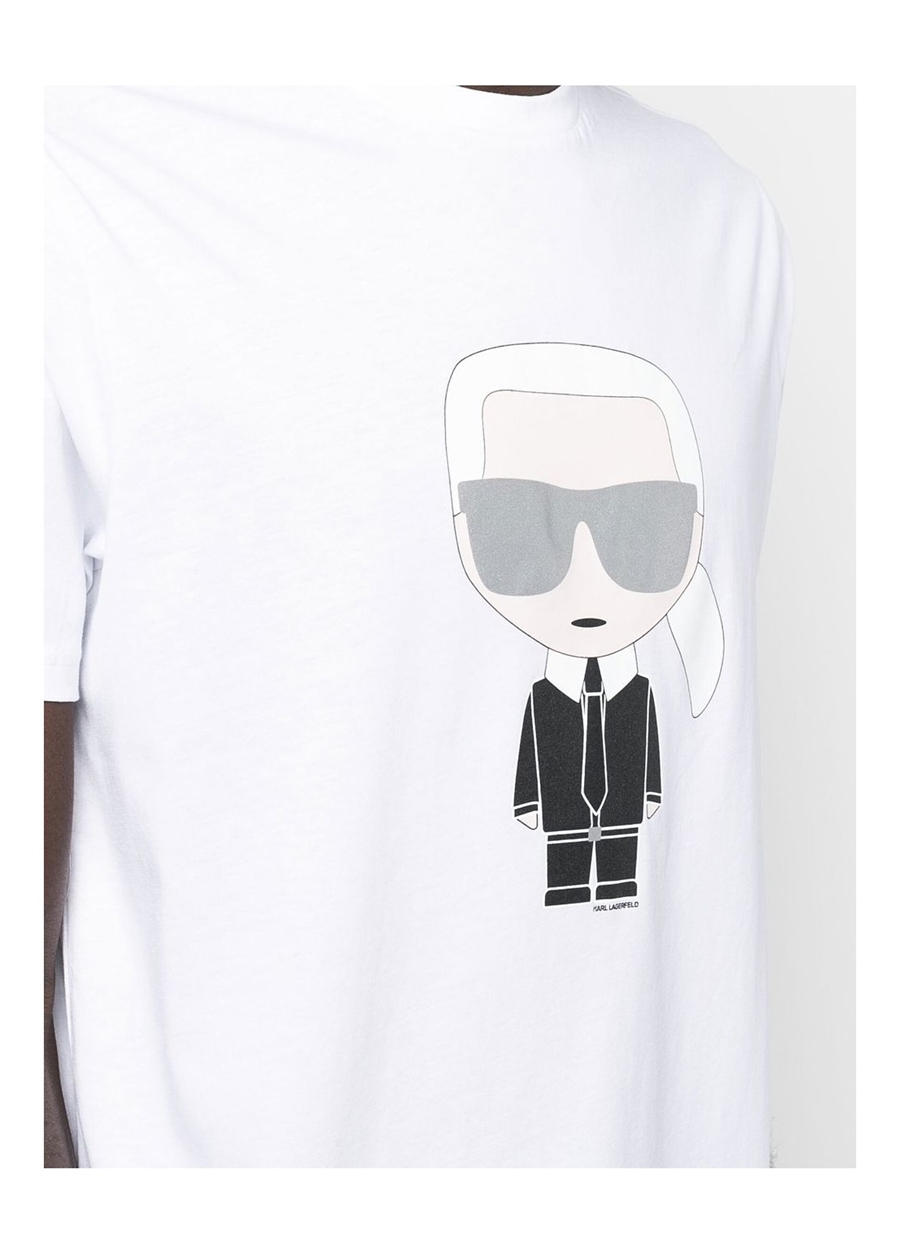 KARL LAGERFELD Bisiklet Yaka Beyaz Erkek T-Shirt 755071500251_3